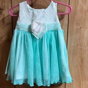 Bonnie Baby White and Mint Green Tulle Dress with Flower